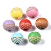 Painted Natural Wood Beads WOOD-S057-072-2