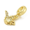 Rack Plating Brass Pave Clear & Light Yellow Cubic Zirconia Kettle European Dangle Charms KK-Z067-59G-2