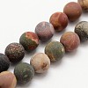 Matte Natural Polychrome Jasper/Picasso Stone/Picasso Jasper Beads Strands X-G-K113-03-4mm-3