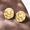 304 Stainless Steel Hammered Flat Round Stud Earrings EJEW-A138-04G-1