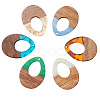 Transparent and Opaque Resin & Walnut Wood Pendants RESI-SZ0001-05-5