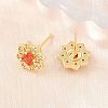 Brass Micro Pave Cubic Zirconia Stud Earrings for Women KK-A305-03G-05-2
