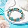 Beach Turtle Dyed Synthetic Turquoise Stretch Bracelets BJEW-JB10291-02-1