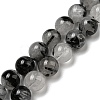 Grade A Natural Tourmalinated Quartz/Black Rutilated Quartz Beads Strands G-R494-A06-04-1