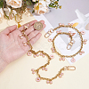 2Pcs Alloy Enamel Pink Bowknot Tassel 304 Stainless Steel Cable Chain Bag Decorative Chains AJEW-BBC0001-03-3