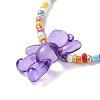 Acrylic Bear & Glass Seed Beaded Necklace for Women NJEW-JN03930-4