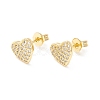 Clear Cubic Zirconia Heart Stud Earrings EJEW-P196-10G-1