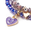 Round Glass Evil Eye Triple Layer Multi-strand Bracelet BJEW-JB08229-05-4