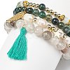 4Pcs 4 Style Natural & Synthetic Mixed Gemstone & Pearl Stretch Bracelets Set BJEW-JB08887-6