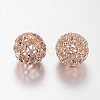 Brass Cubic Zirconia Beads ZIRC-D011-50RG-2