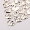 Wedding Theme Antique Silver Tone Tibetan Style Alloy Heart with Step Dad of Bride Rhinestone Charms TIBEP-N005-22A-2