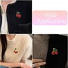 6Pcs 6 Styles 3D Resin Cherry Brooch Pin with Rhinestone JEWB-CJ0001-32-7