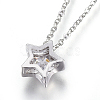 304 Stainless Steel Brass Cubic Zirconia Pendant Necklaces X-NJEW-O108-13P-2