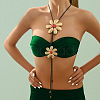 Alloy Glass Flower Black Waxed Cord Lariat Y Necklaces for Women FS-WGE5F3A-02-2