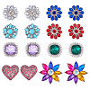 16Pcs 8 Styles Alloy Rhinestone Snap Buttons BUTT-FH0001-034-1