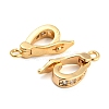 Brass Pave Clear Glass Twister Clasps KK-D048-01G-2