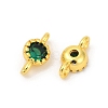 Brass Cubic Zirconia Flat Round Connector Charms KK-H204-02G-02-2