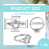 1Pc Teardrop Adjustable 925 Sterling Silver Rhinestone Finger Ring Components STER-BC0003-65-2