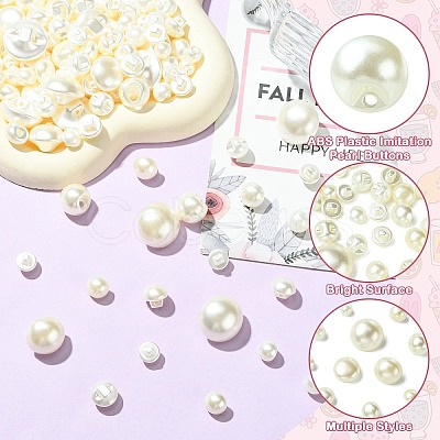 About 660 Pcs 330G 11 Styles 1-Hole ABS Plastic Imitation Pearl Buttons BUTT-CJ0001-08-1