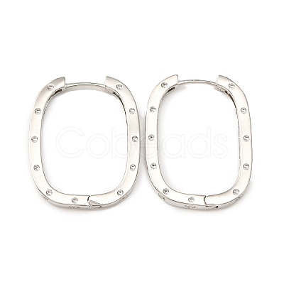 Brass Oval with Polka Dot Hoop Earrings for Woman EJEW-F314-02C-P-1
