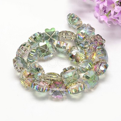 Electroplate Faceted Clover Glass Bead Strands EGLA-J094-M-1