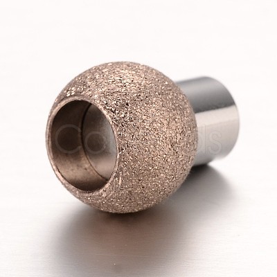 Textured 304 Stainless Steel Column Magnetic Clasps with Glue-in Ends STAS-I045-11RG-1