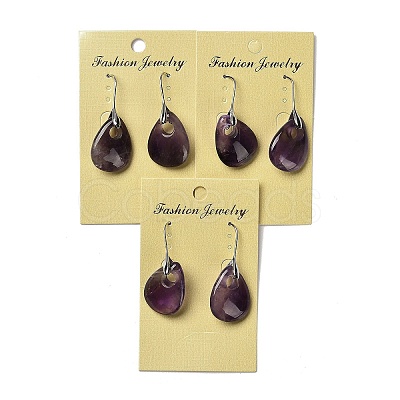 Natural Amethyst Teardrop Dangle Earrings EJEW-I315-02P-01-1
