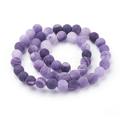 Natural Crackle Agate Beads Strands G-G055-8mm-8-1