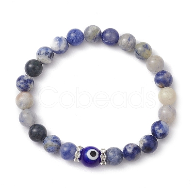 Natural Sodalite Beads Stretch Bracelets for Women Men BJEW-JB11453-1