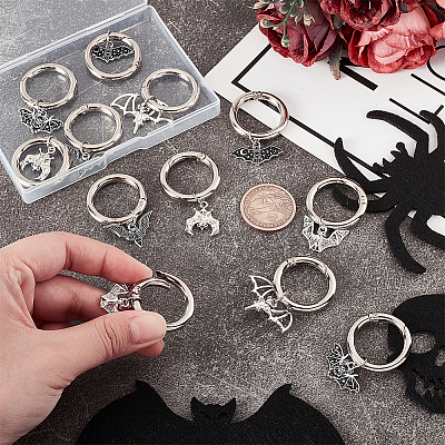 12Pcs 6 Styles Bat Alloy Shoes Charms HJEW-PH01975-1