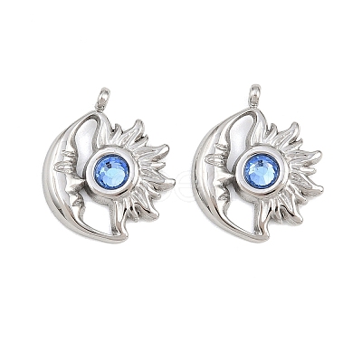 304 Stainless Steel Rhinestone Pendants STAS-Z166-24P-03-1