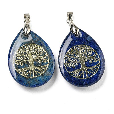 Dyed Natural Lapis Lazuli Teardrop Pendants G-Q175-01D-1