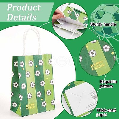 Olycraft 25Pcs 5 Colors Rectangle with Sport Good Pattern Paper Bags CARB-OC0001-01-1