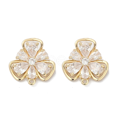 Brass Micro Pave Cubic Zirconia Stud Earring Findings LS-KK-Z094-09G-1