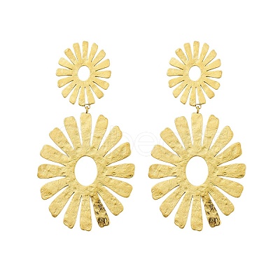 304 Stainless Steel Dangle Stud Earrings for Women EJEW-K268-12C-G-1