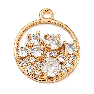 Brass Micro Pave Clear Cubic Zirconia Pendants ZIRC-U003-01G-01-1