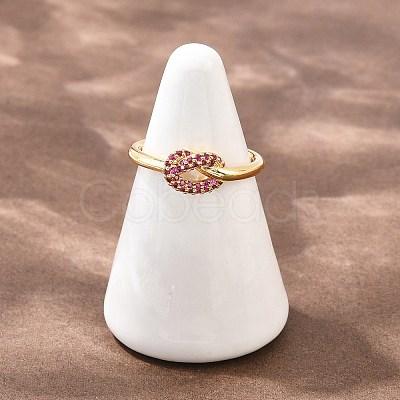 Brass Micro Pave Cubic Zirconia Finger Rings RJEW-C153-01G-03-1