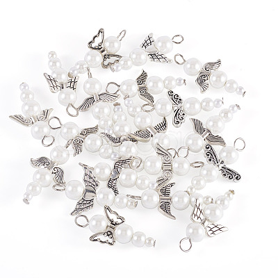 Glass & Alloy Pearl Pendants HJEW-TAC0058-1