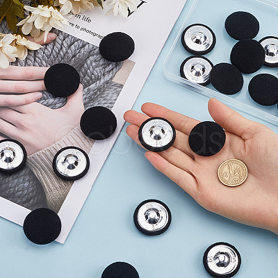 20Pcs Iron with Cloth Buttons BUTT-GF0003-76B-1