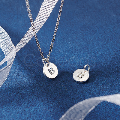 2Pcs 925 Sterling Silver Hollow Flat Round Charms with Jump Rings STER-PH0002-83B-1