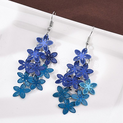 430 Stainless Steel Flower Dangle Earrings EJEW-A137-07P-04-1
