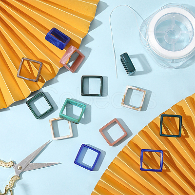 80Pcs 8 Colors Acrylic Bead Frame OACR-ME0001-17-1