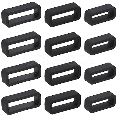 30Pcs 3 Styles Rectangle Silicone Retainer Buckle Holder Watchbands Retaining Hoop Replacement Watch Strap Clasp FIND-CN0002-39A-1