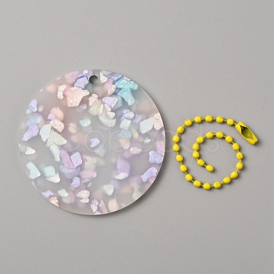 Translucent Acrylic Disc Pendant Keychain KEYC-WH0027-85D-02-1