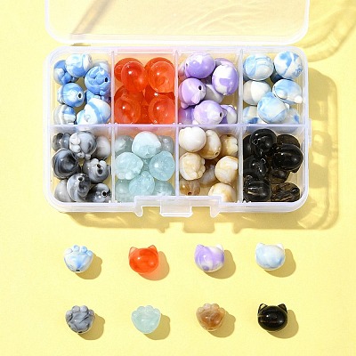 80Pcs 8 Colors Two Tone Transparent/Opaque Acrylic Beads TACR-FS0001-48-1