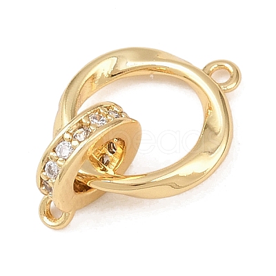 Brass Micro Pave Clear Cubic Zirconia Twisted Ring Links KK-G544-45G-1