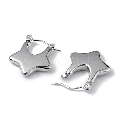 Non-Tarnish 304 Stainless Steel Star Thick Hoop Earrings for Women EJEW-I284-08P-1