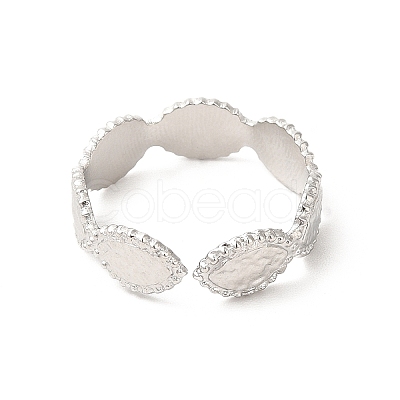 Non-Tarnish 304 Stainless Steel Horse Eye Open Cuff Ring for Women RJEW-E063-26P-1