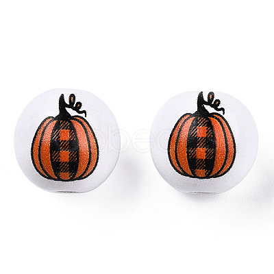 Halloween Theme Printed Natural Wood Beads WOOD-TAC0021-22A-1
