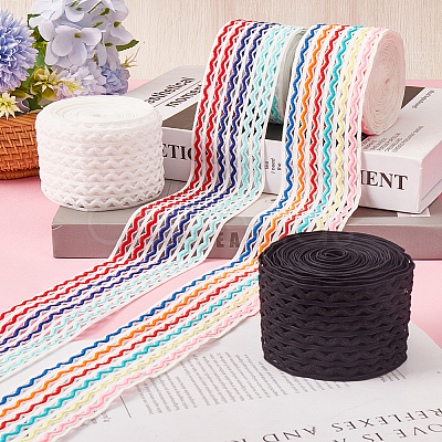 5M Rainbow Color Flat Polyester Wave Elastic Cord OCOR-GF0003-85C-1